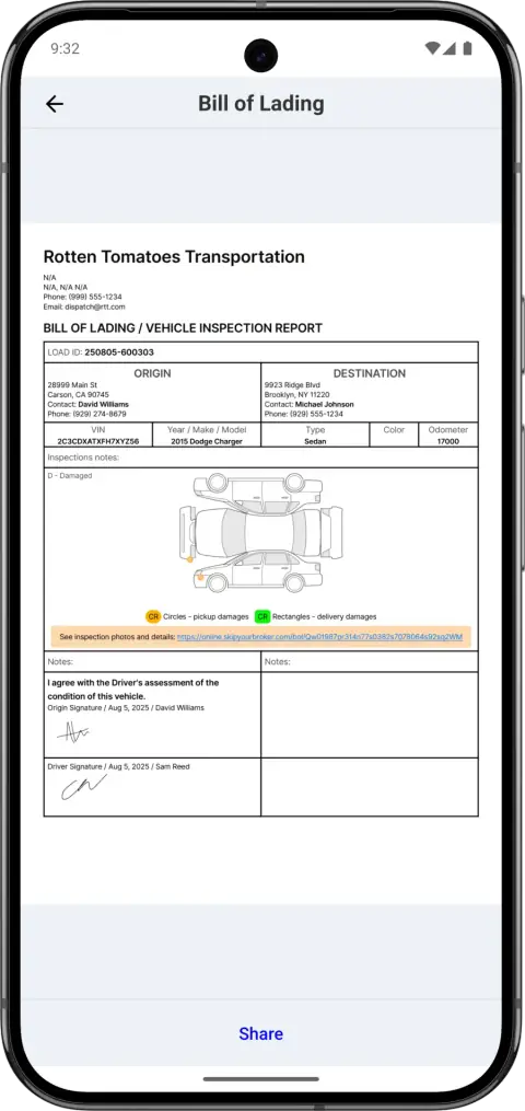 Digital BOL and inspections