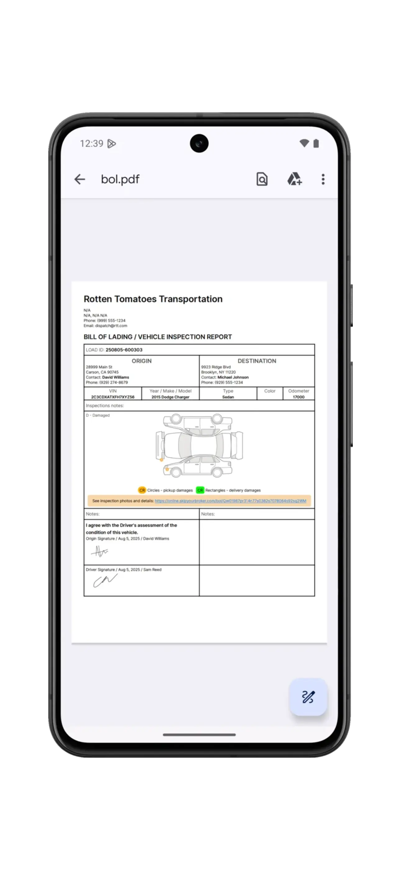 Digital BOL and inspections
