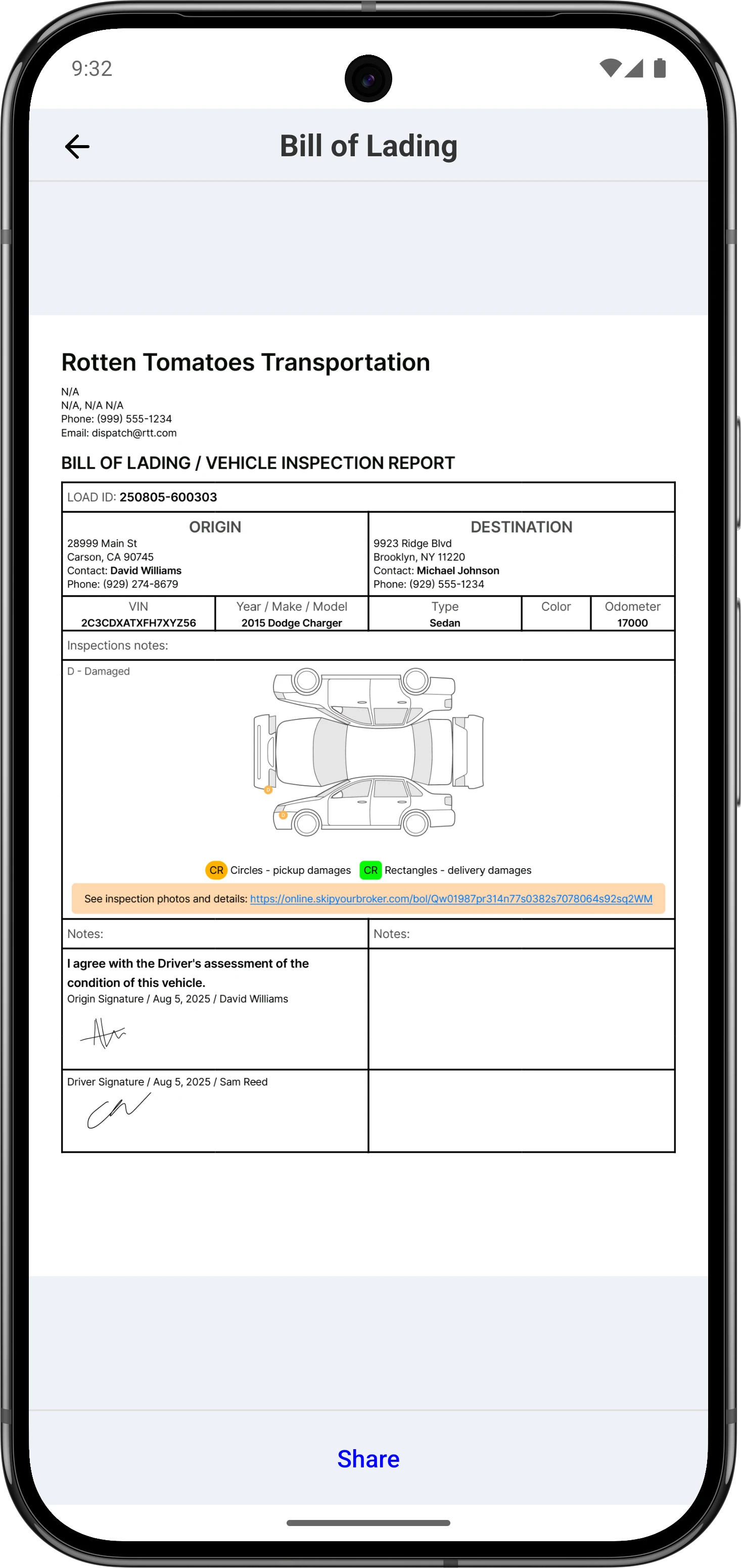 Digital BOL and inspections
