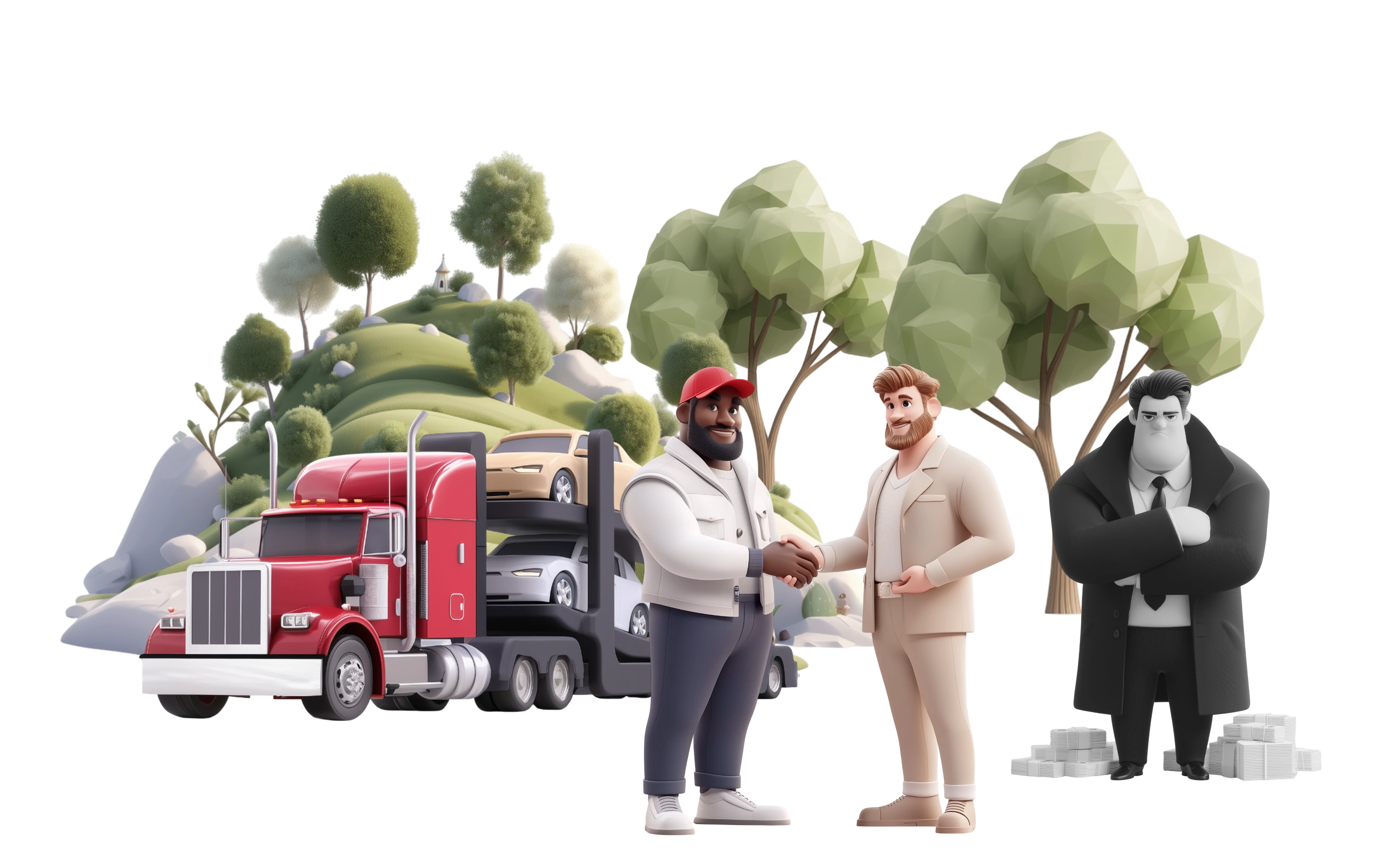 Handshake near truck