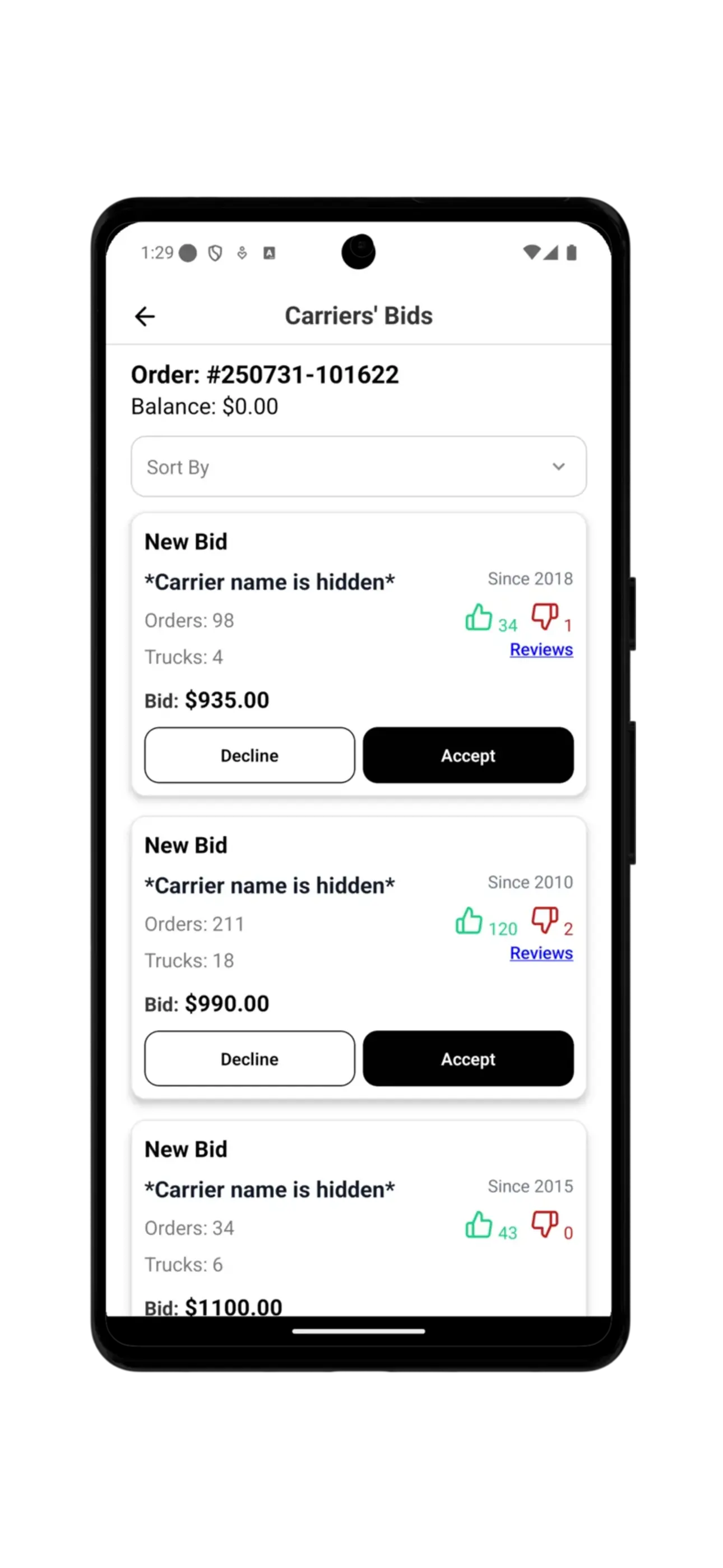 You choose the carrier