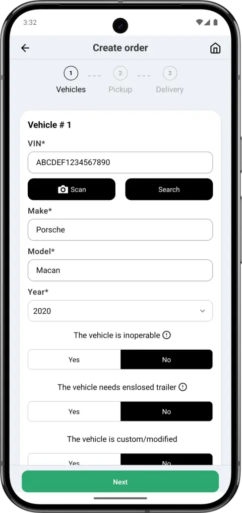 Fast order setup